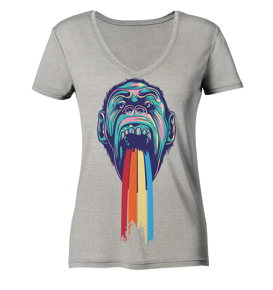 Ape Rainbow - Ladies Organic V-Neck Shirt