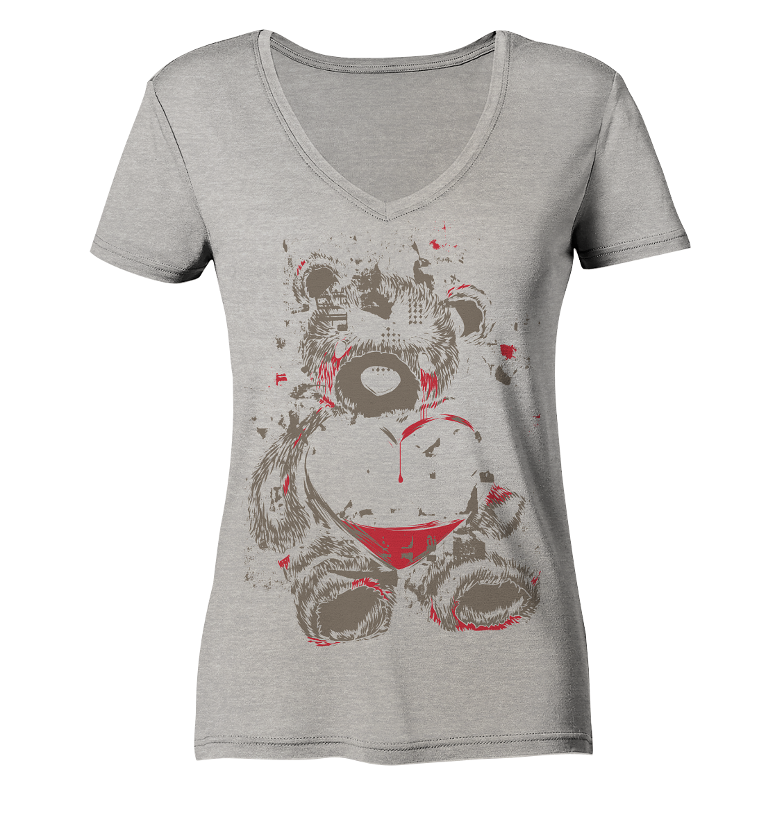BEAR WITH EMPTY HEART - Ladies Organic V-Neck Shirt