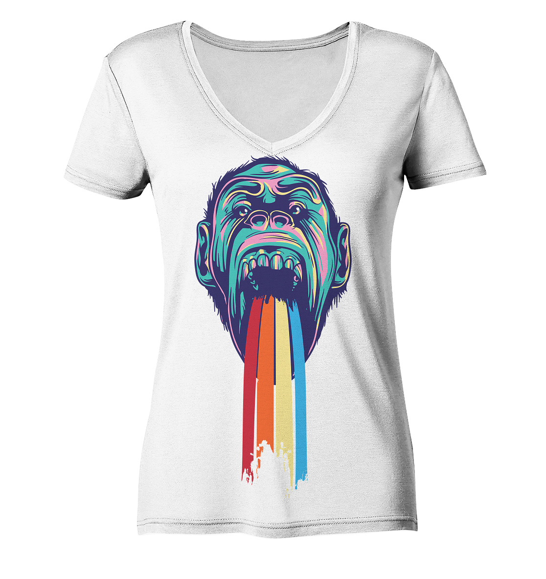 Ape Rainbow - Ladies Organic V-Neck Shirt