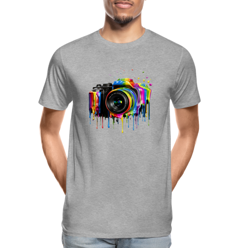 Kamera Grafitti - Männer Premium Bio T-Shirt - Grau meliert