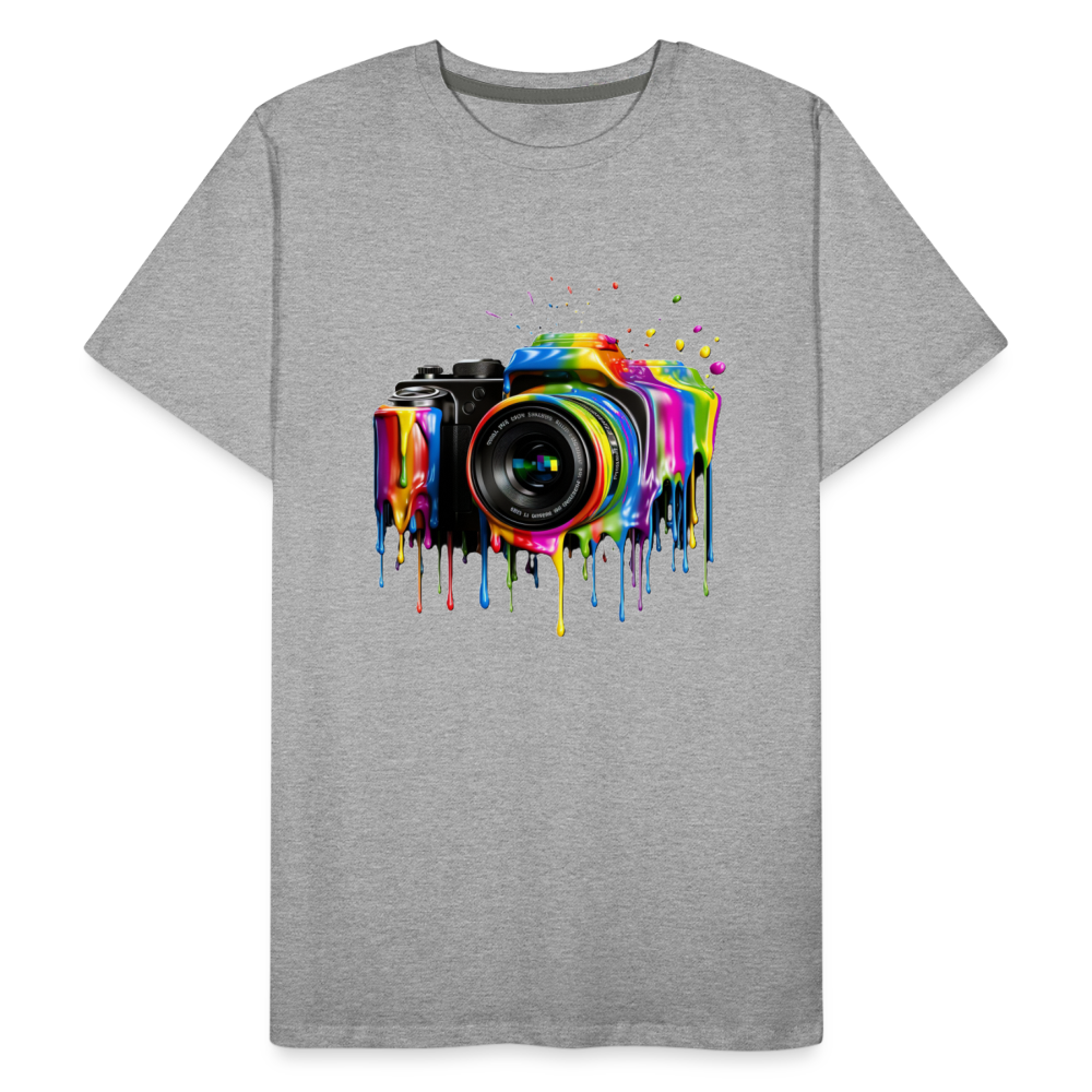 Kamera Grafitti - Männer Premium Bio T-Shirt - Grau meliert