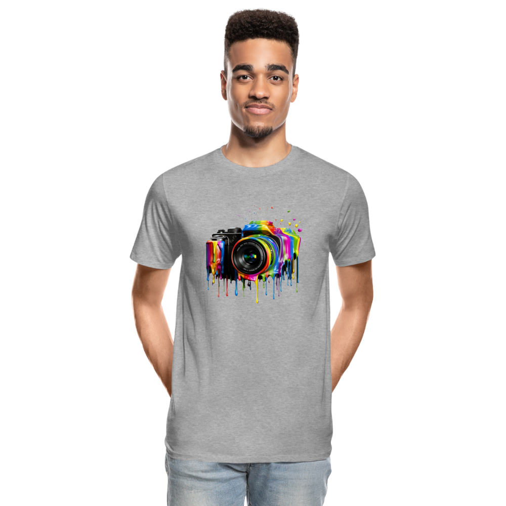 Kamera Grafitti - Männer Premium Bio T-Shirt - Grau meliert