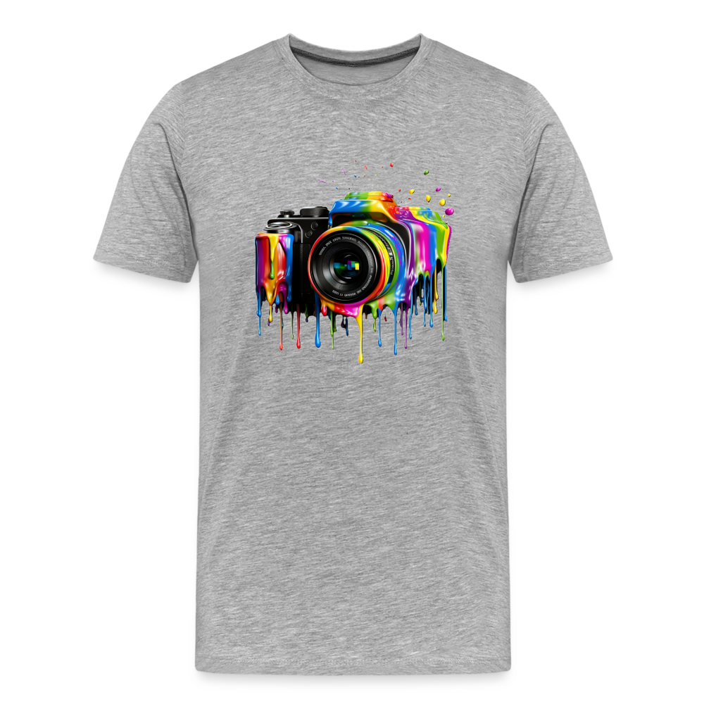 Kamera Grafitti - Männer Premium Bio T-Shirt - Grau meliert