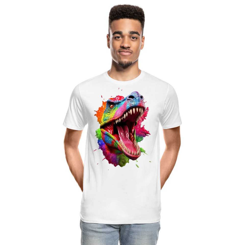 T-Rex Grafitti - Männer Premium Bio T-Shirt - Weiß