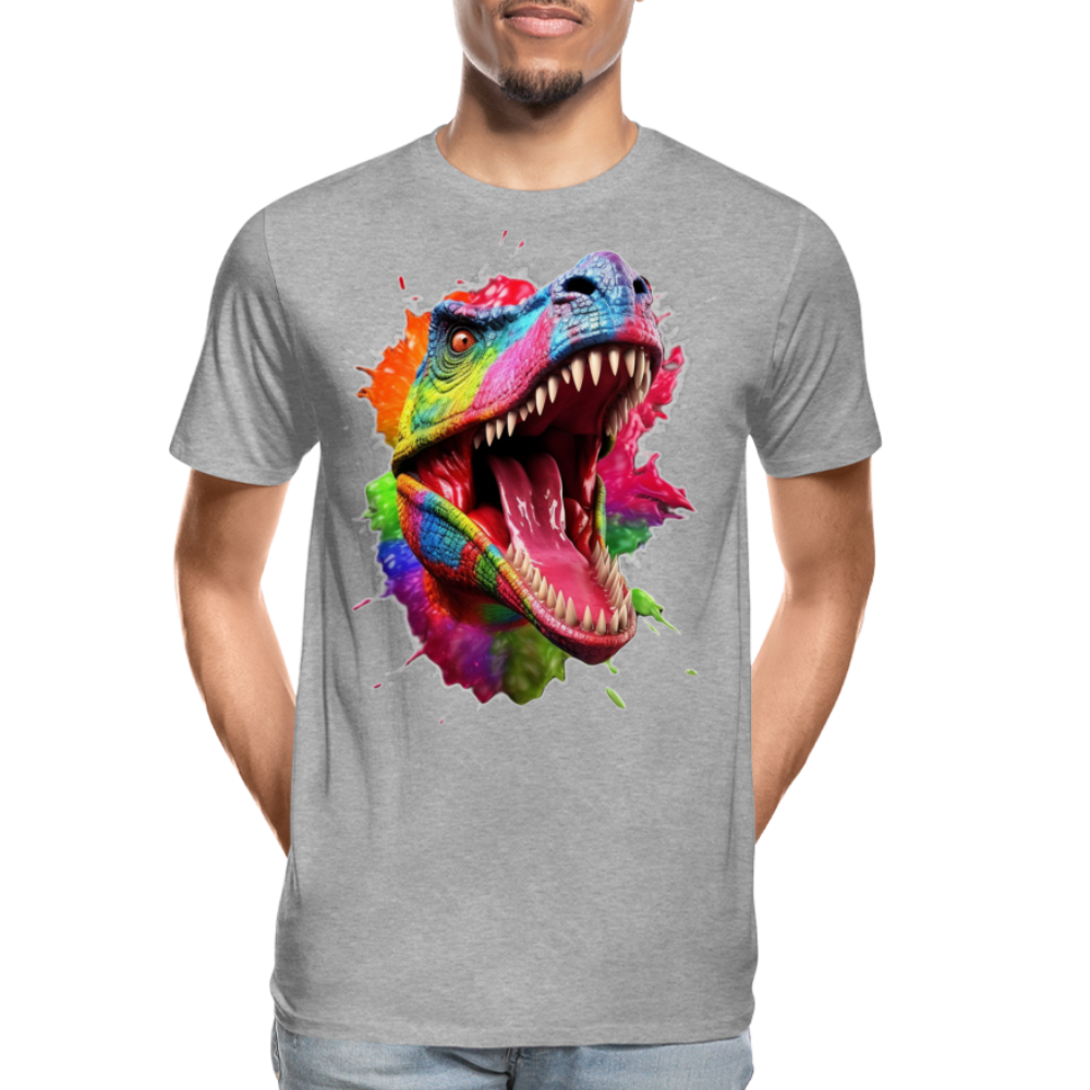 T-Rex Grafitti - Männer Premium Bio T-Shirt - Grau meliert