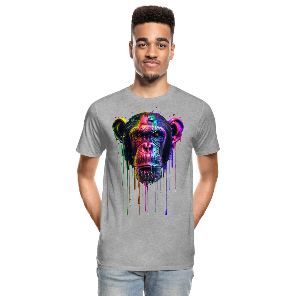 Schimpanse Grafitti - Männer Premium Bio T-Shirt - Grau meliert