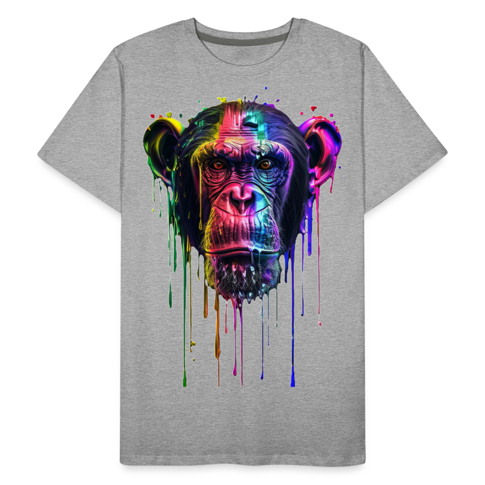 Schimpanse Grafitti - Männer Premium Bio T-Shirt - Grau meliert