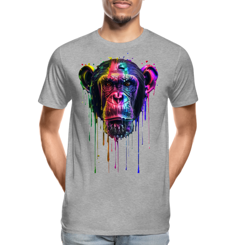 Schimpanse Grafitti - Männer Premium Bio T-Shirt - Grau meliert
