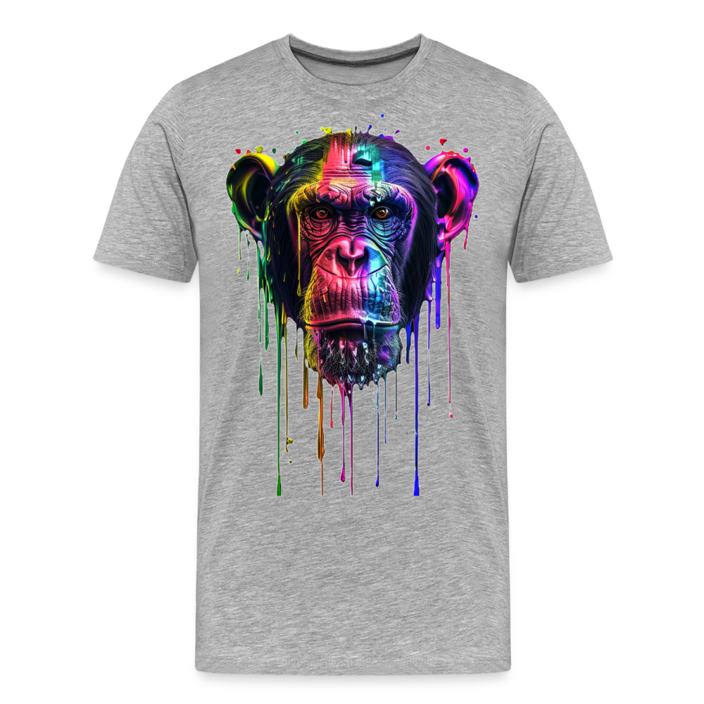 Schimpanse Grafitti - Männer Premium Bio T-Shirt - Grau meliert