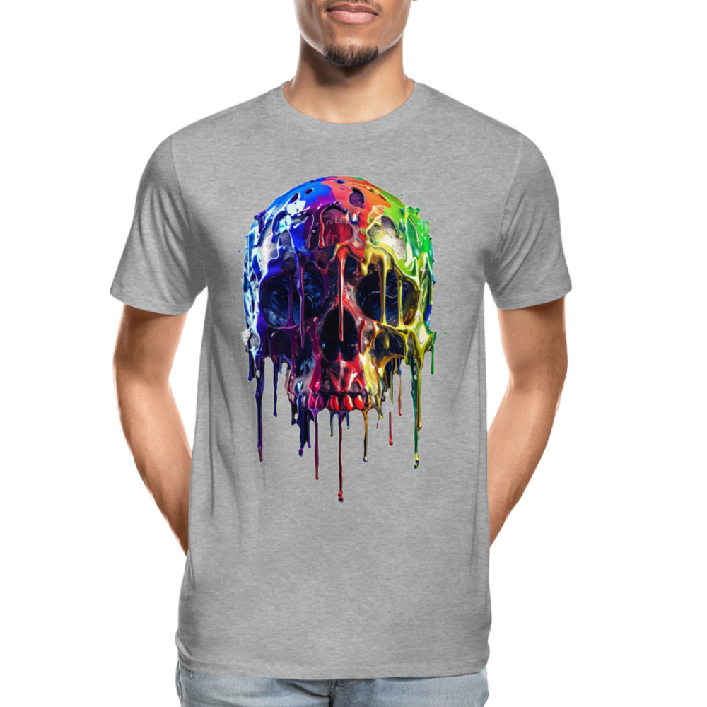 Skull Grafitti - Männer Premium Bio T-Shirt - Grau meliert