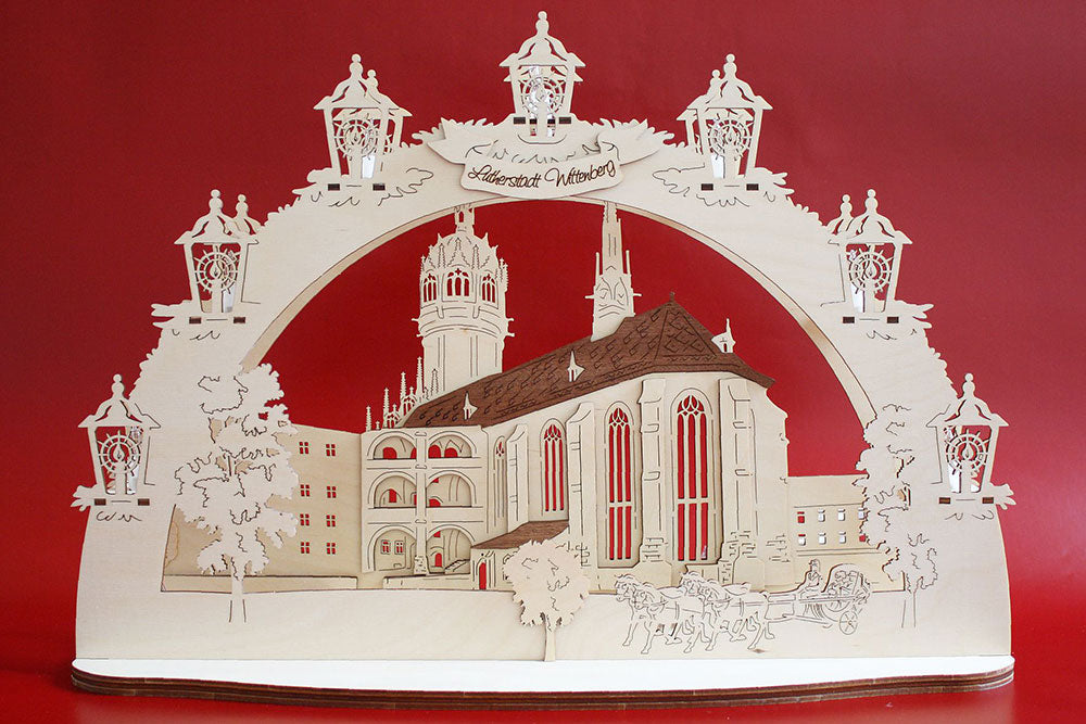 3D LED Schwibbogen 43 cm x 30 cm x 12 cm Lutherstadt Wittenberg Schlosskirche