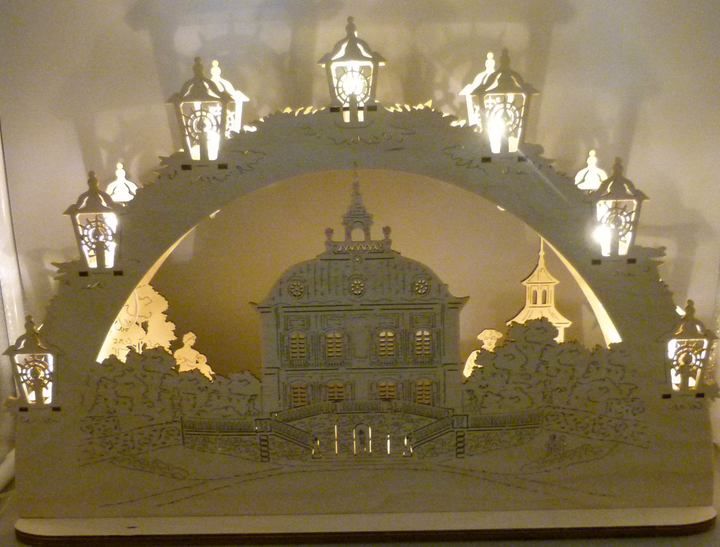 3D LED Holz Schwibbogen Fasanenschlösschen Moritzburg mit LED Beleuchtung 43 cm x 30 cm x 12 cm