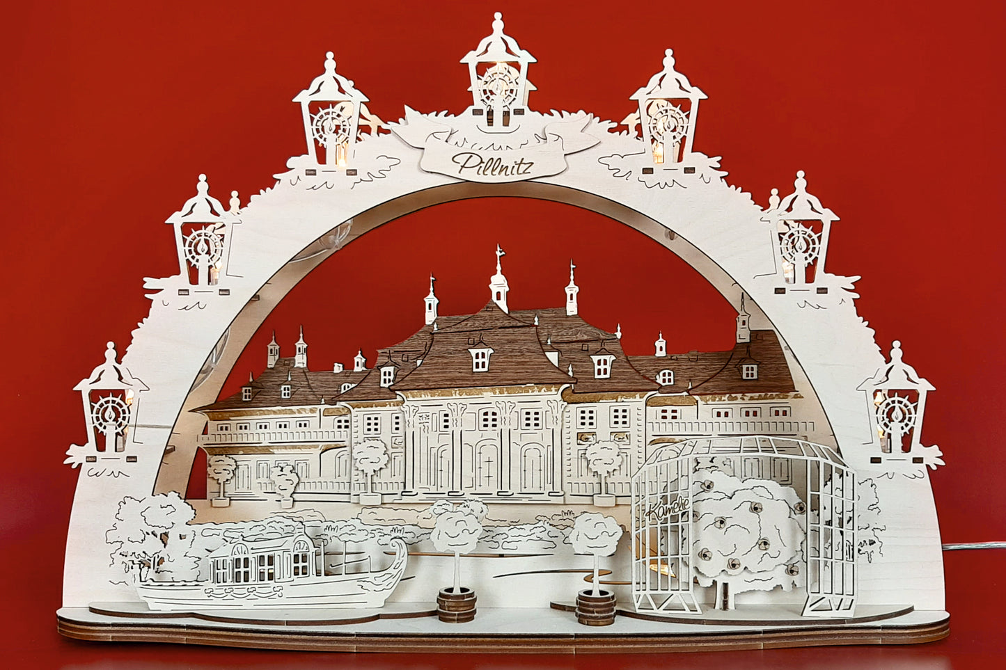 3D LED Schwibbogen 43 cm x 30 cm x 12 cm Dresden Schloss Pillnitz