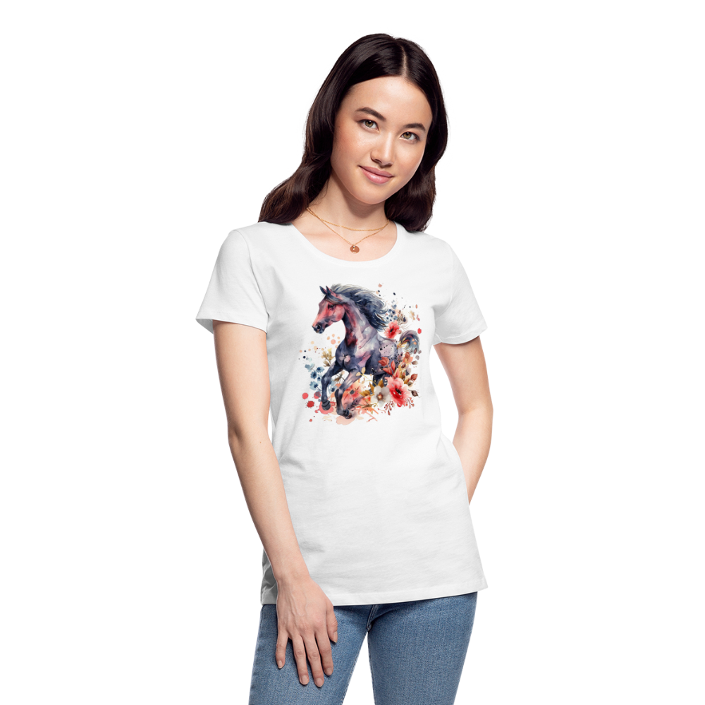 Flower Horse - Frauen Premium Bio T-Shirt - Weiß