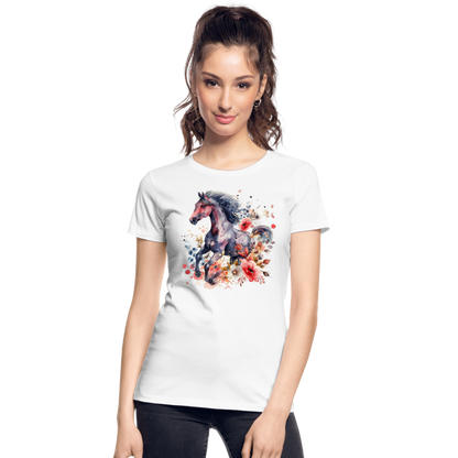 Flower Horse - Frauen Premium Bio T-Shirt - Weiß