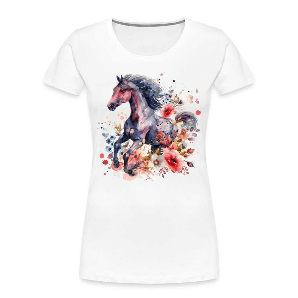 Flower Horse - Frauen Premium Bio T-Shirt - Weiß