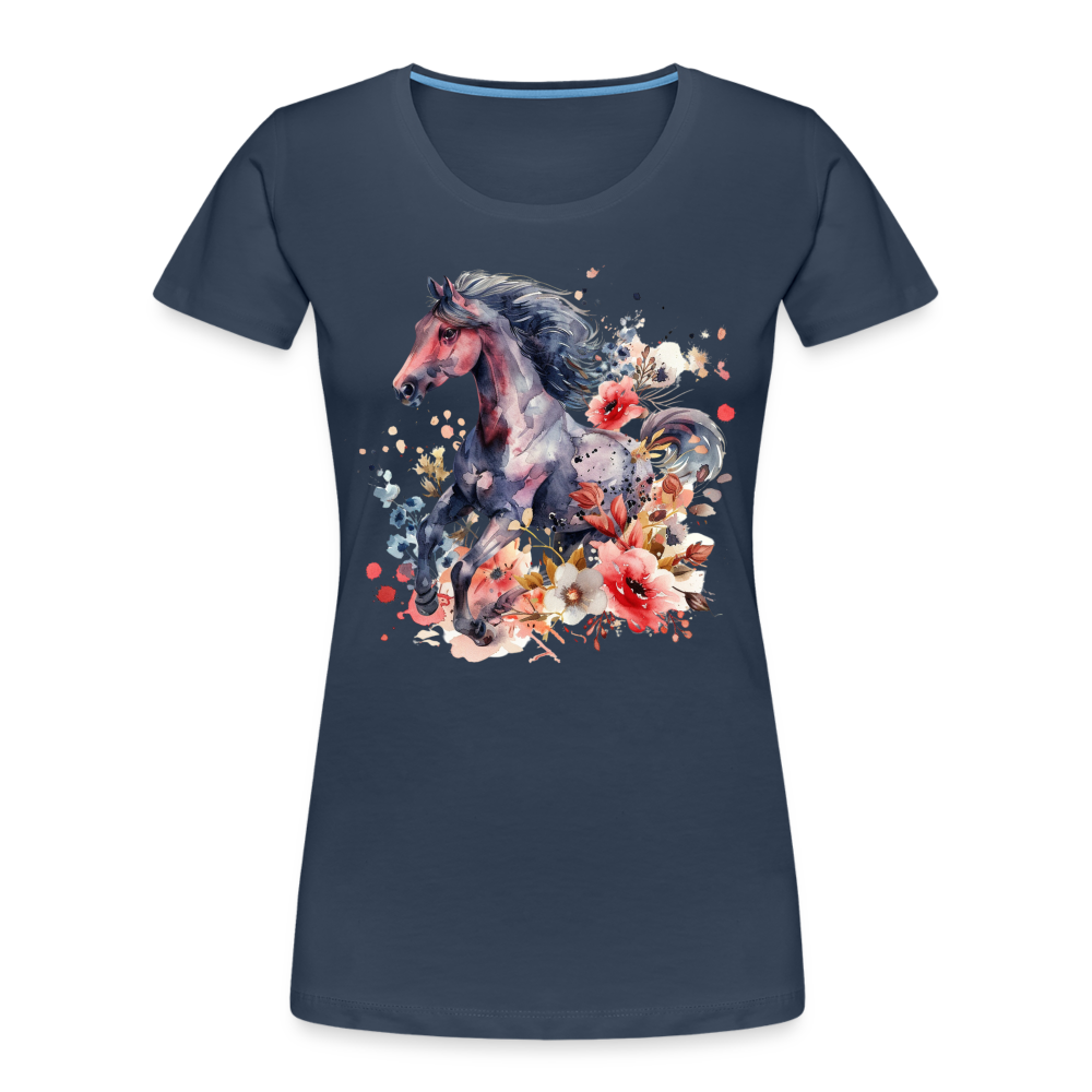 Flower Horse - Frauen Premium Bio T-Shirt - Navy