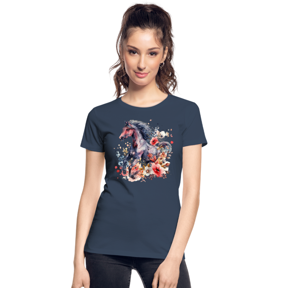 Flower Horse - Frauen Premium Bio T-Shirt - Navy