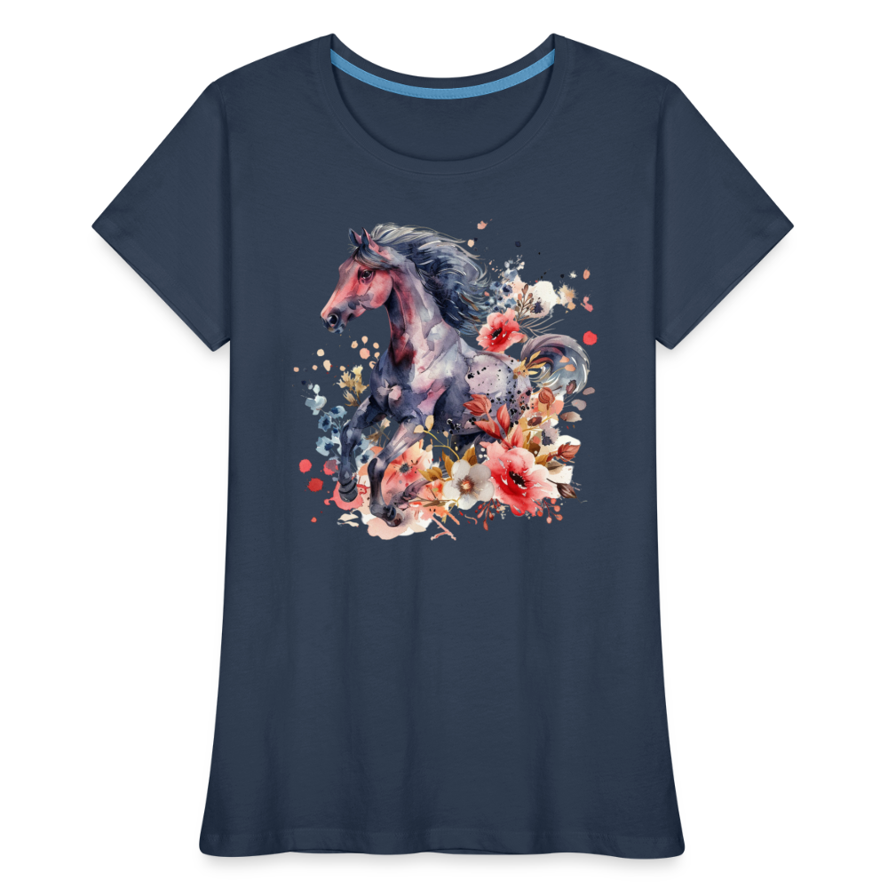 Flower Horse - Frauen Premium Bio T-Shirt - Navy