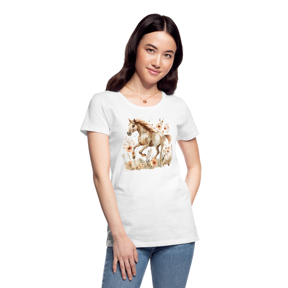 Flower Horse 3 - Frauen Premium Bio T-Shirt - Weiß