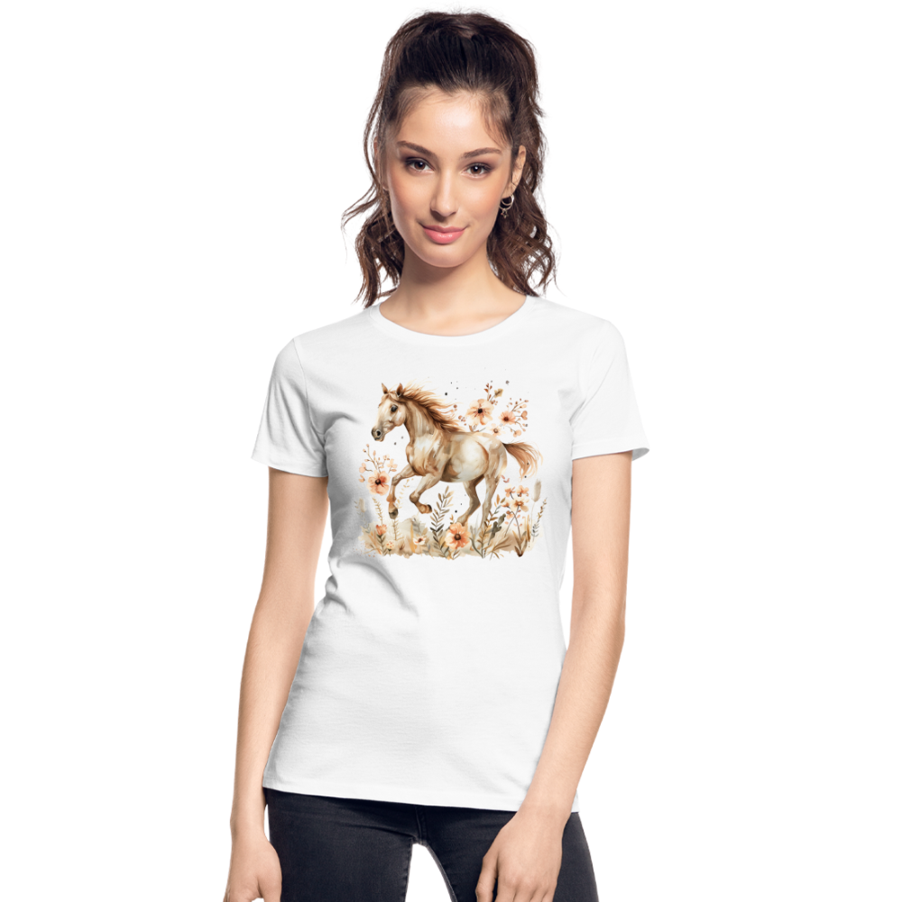 Flower Horse 3 - Frauen Premium Bio T-Shirt - Weiß