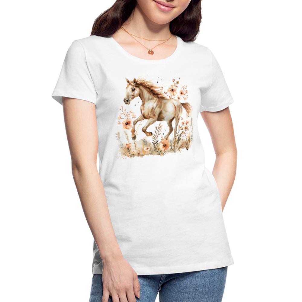 Flower Horse 3 - Frauen Premium Bio T-Shirt - Weiß