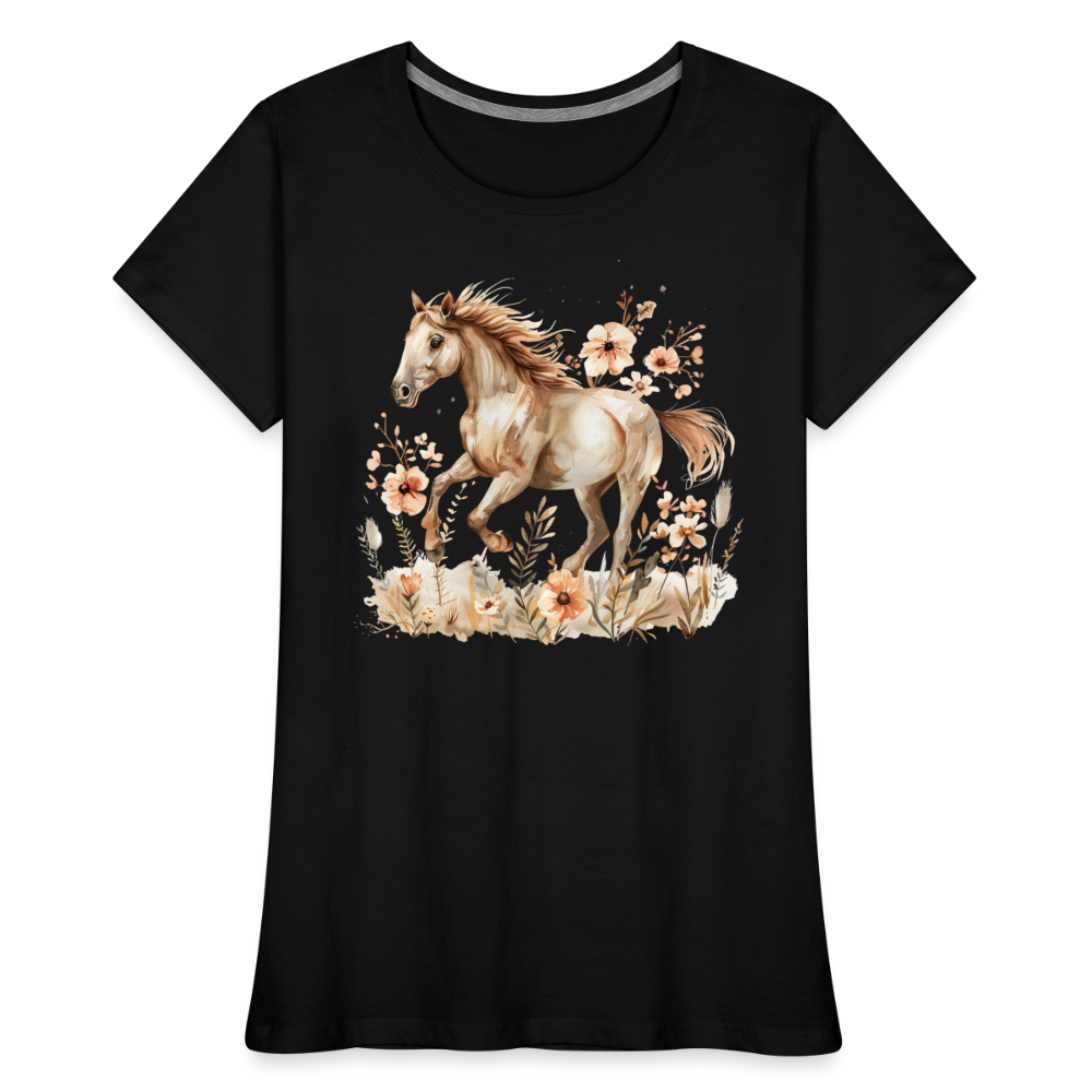 Flower Horse 3 - Frauen Premium Bio T-Shirt - Schwarz