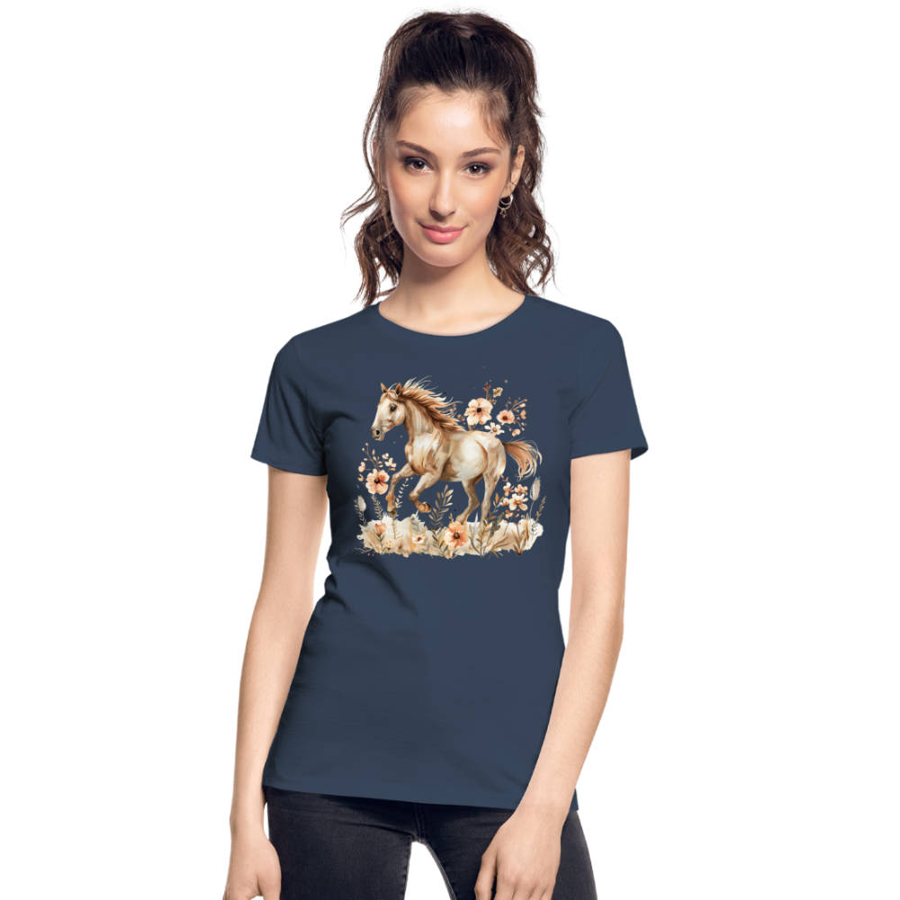 Flower Horse 3 - Frauen Premium Bio T-Shirt - Navy