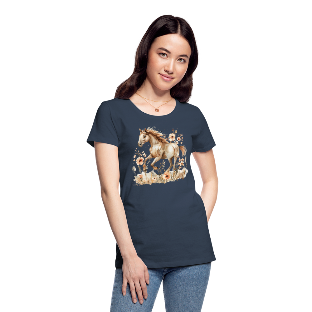 Flower Horse 3 - Frauen Premium Bio T-Shirt - Navy