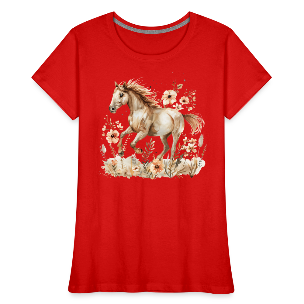 Flower Horse 3 - Frauen Premium Bio T-Shirt - Rot