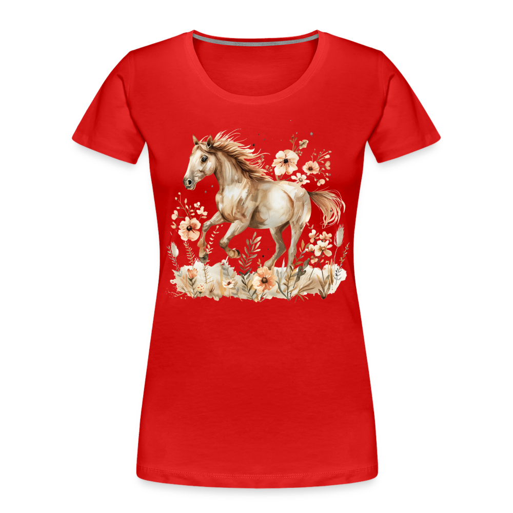 Flower Horse 3 - Frauen Premium Bio T-Shirt - Rot