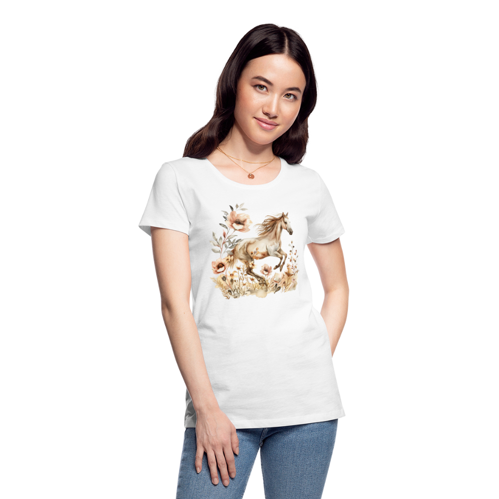 Flower Horse 2 - Frauen Premium Bio T-Shirt - Weiß