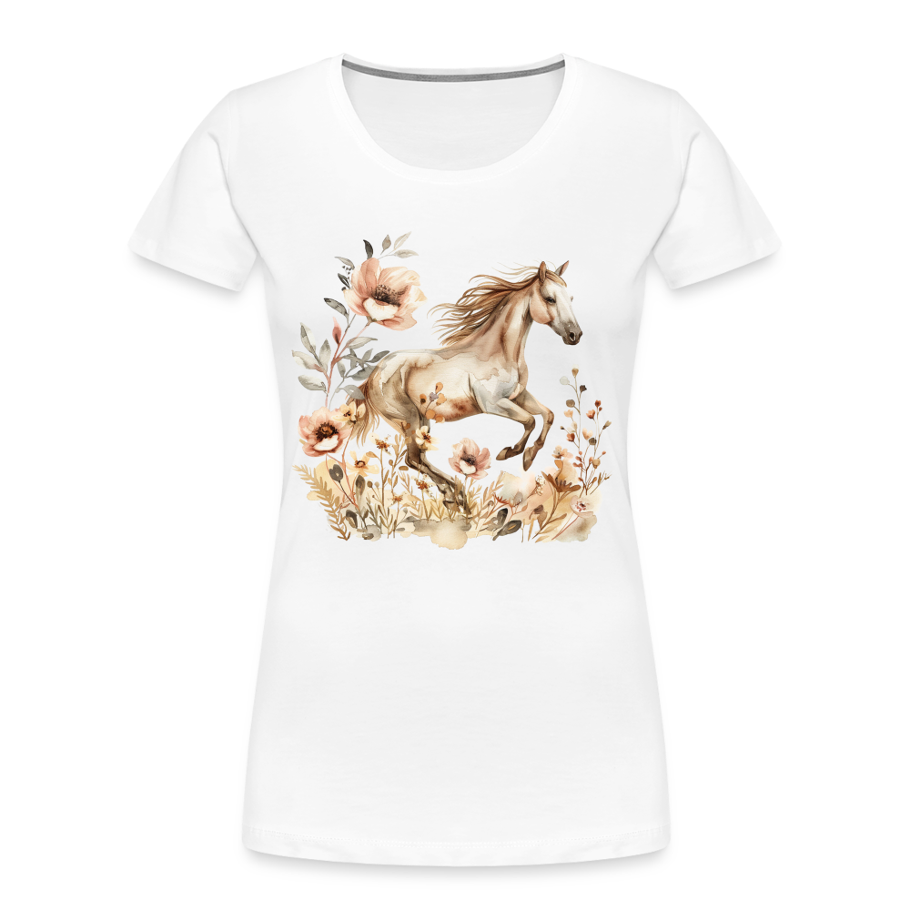 Flower Horse 2 - Frauen Premium Bio T-Shirt - Weiß