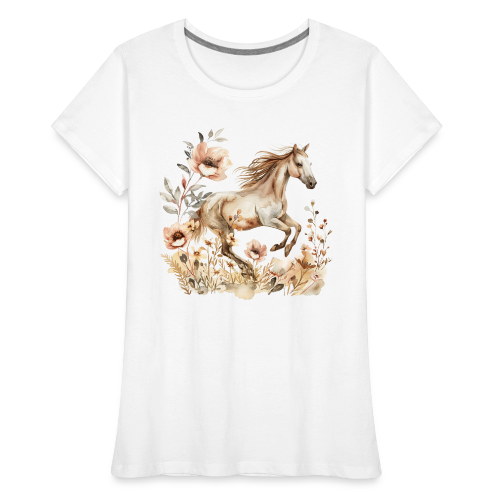 Flower Horse 2 - Frauen Premium Bio T-Shirt - Weiß