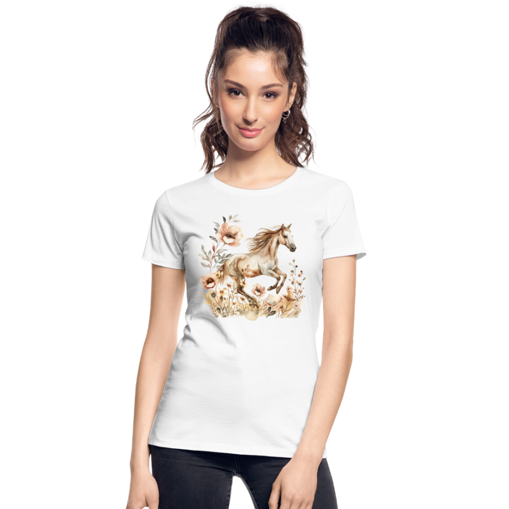 Flower Horse 2 - Frauen Premium Bio T-Shirt - Weiß