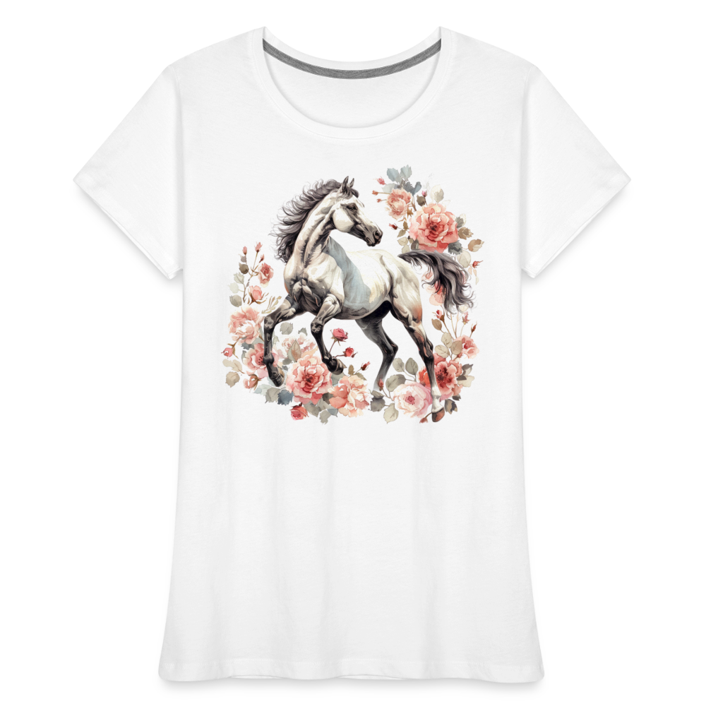 Flower Horse 4 - Frauen Premium Bio T-Shirt - Weiß