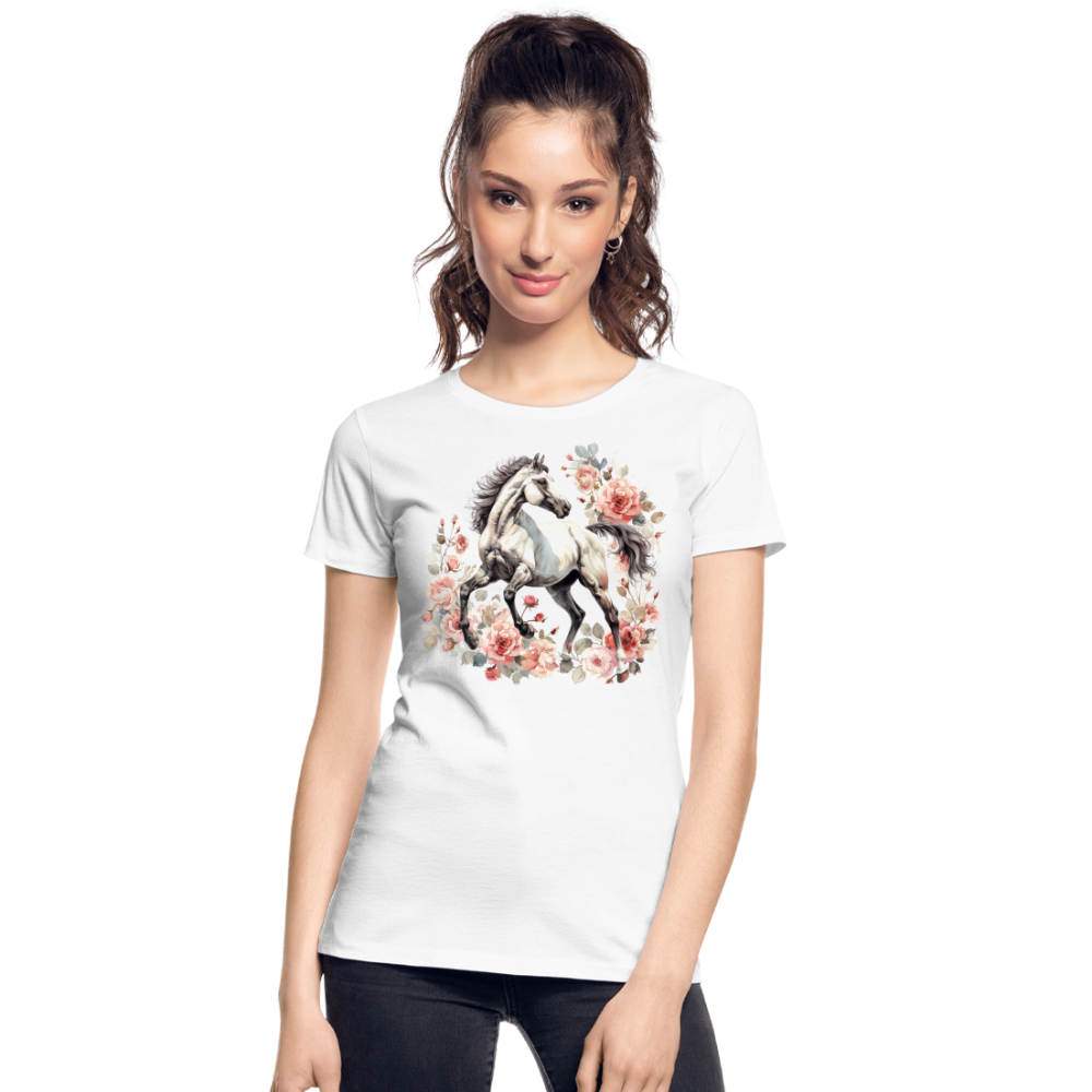 Flower Horse 4 - Frauen Premium Bio T-Shirt - Weiß