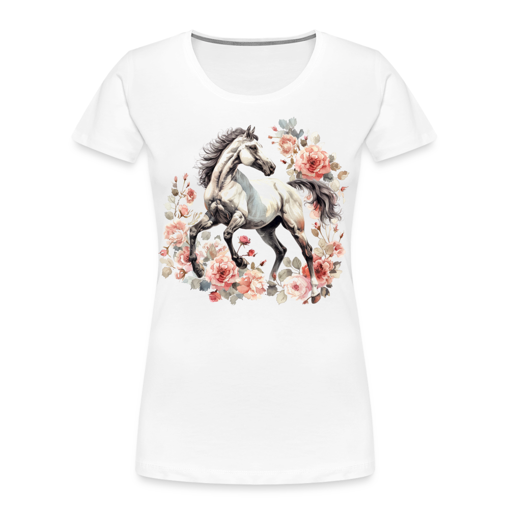 Flower Horse 4 - Frauen Premium Bio T-Shirt - Weiß