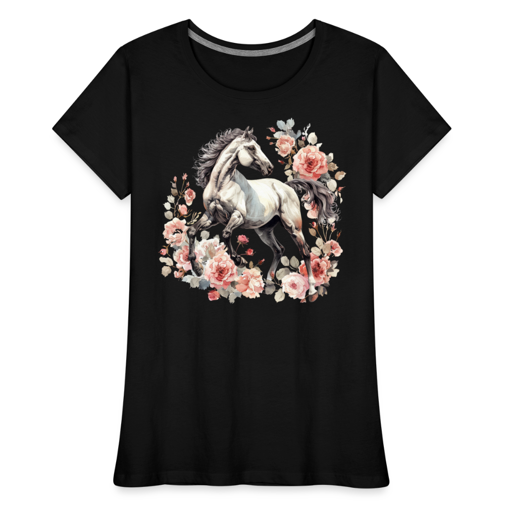 Flower Horse 4 - Frauen Premium Bio T-Shirt - Schwarz