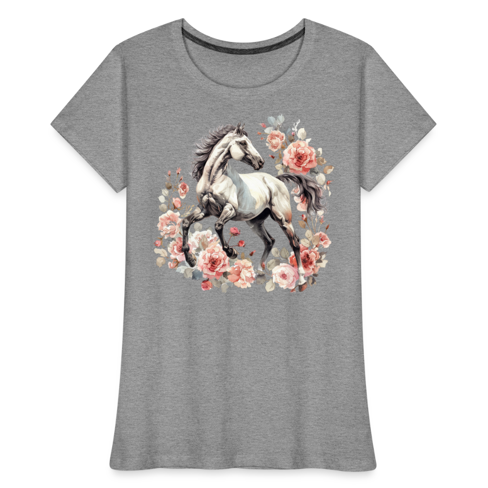 Flower Horse 4 - Frauen Premium Bio T-Shirt - Grau meliert