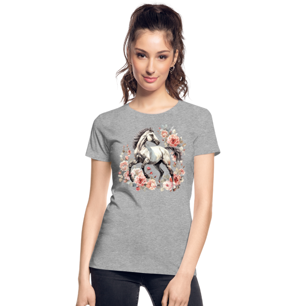 Flower Horse 4 - Frauen Premium Bio T-Shirt - Grau meliert