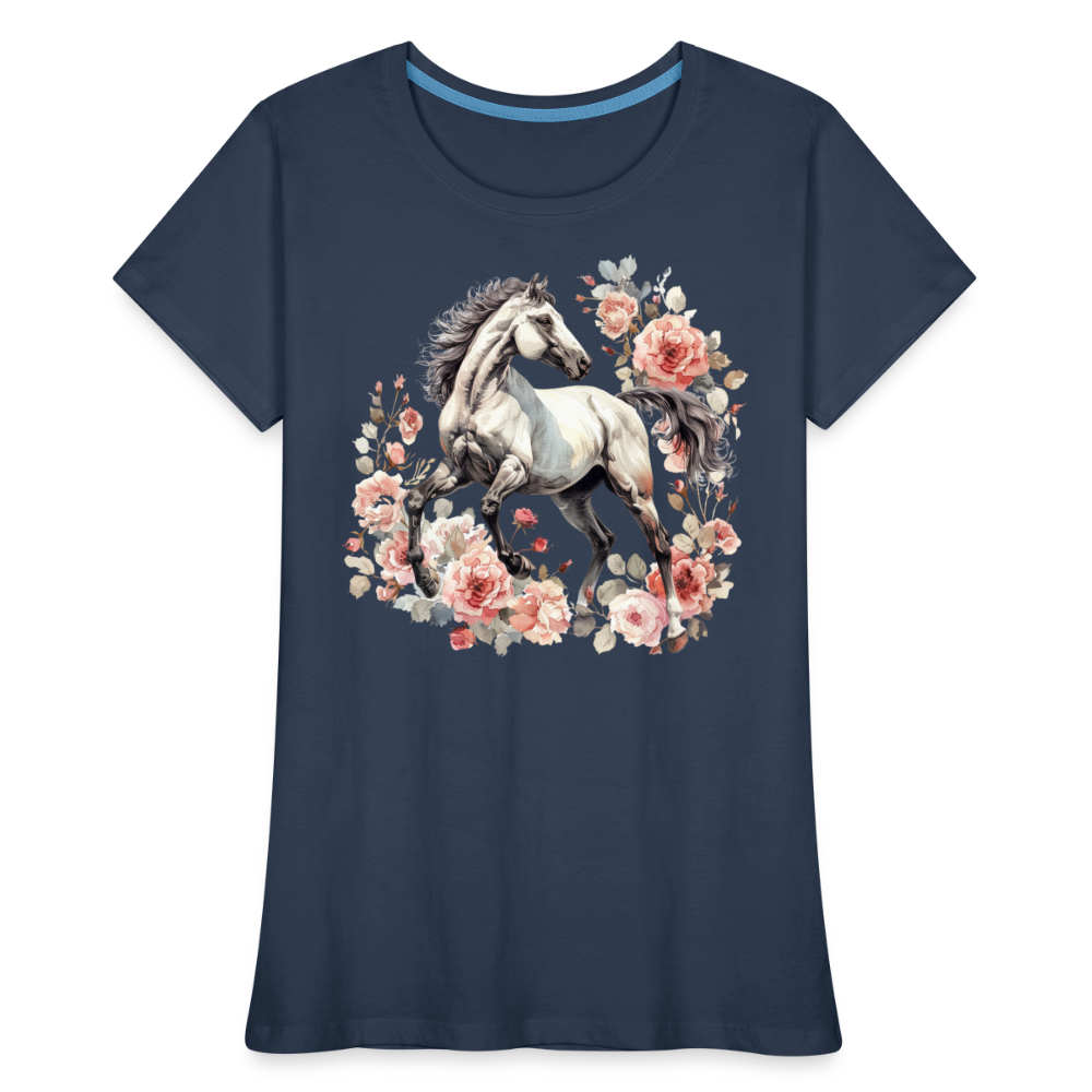 Flower Horse 4 - Frauen Premium Bio T-Shirt - Navy