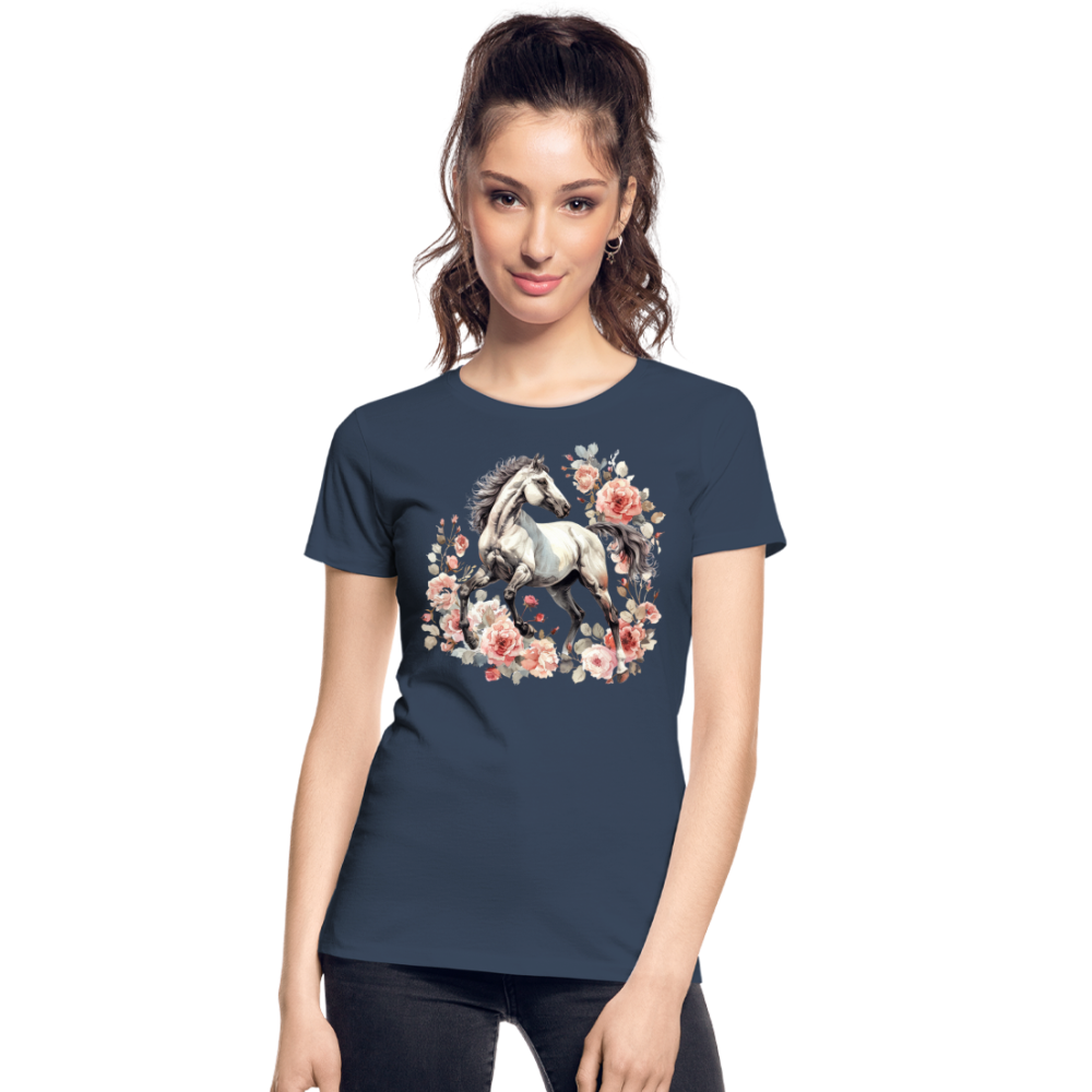 Flower Horse 4 - Frauen Premium Bio T-Shirt - Navy