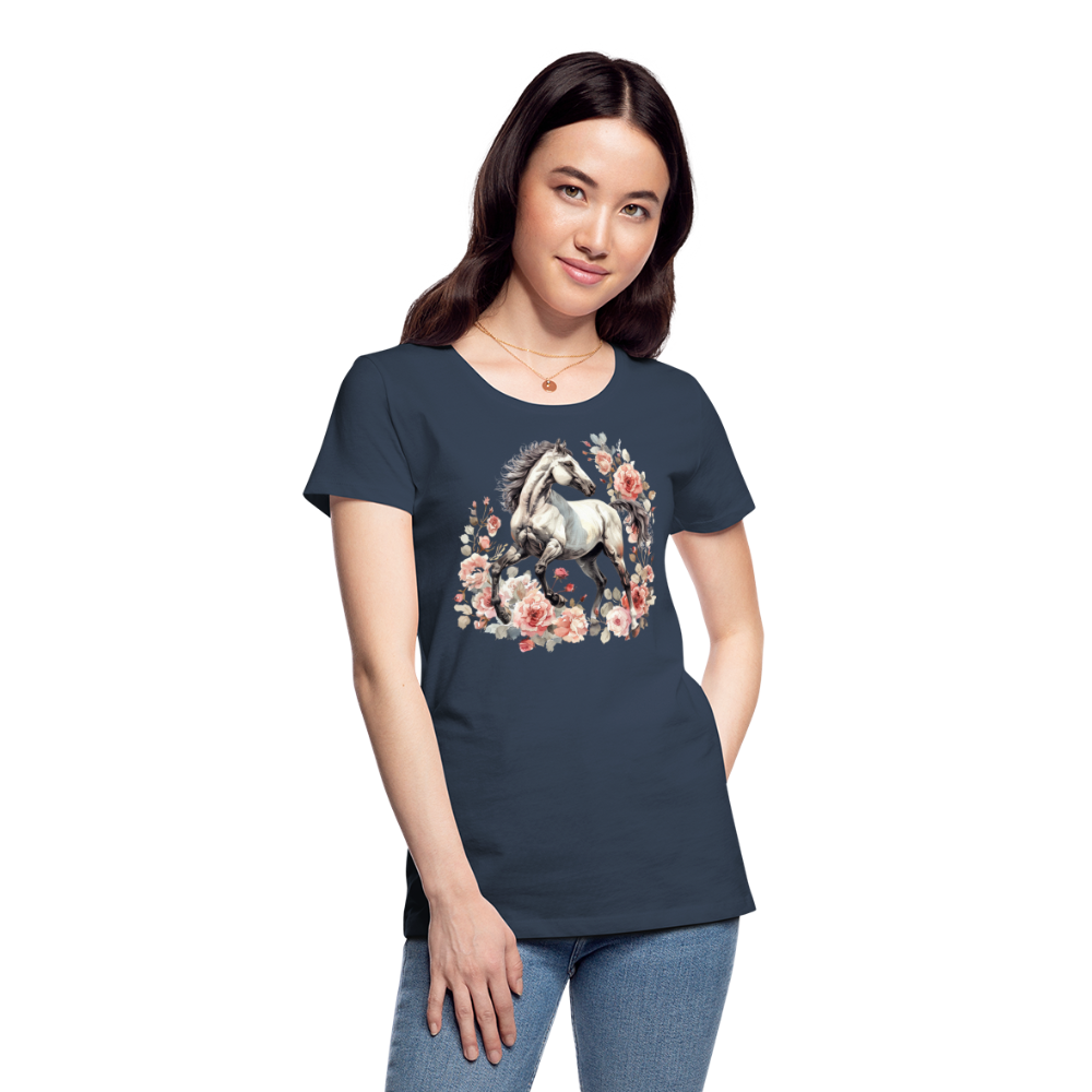 Flower Horse 4 - Frauen Premium Bio T-Shirt - Navy