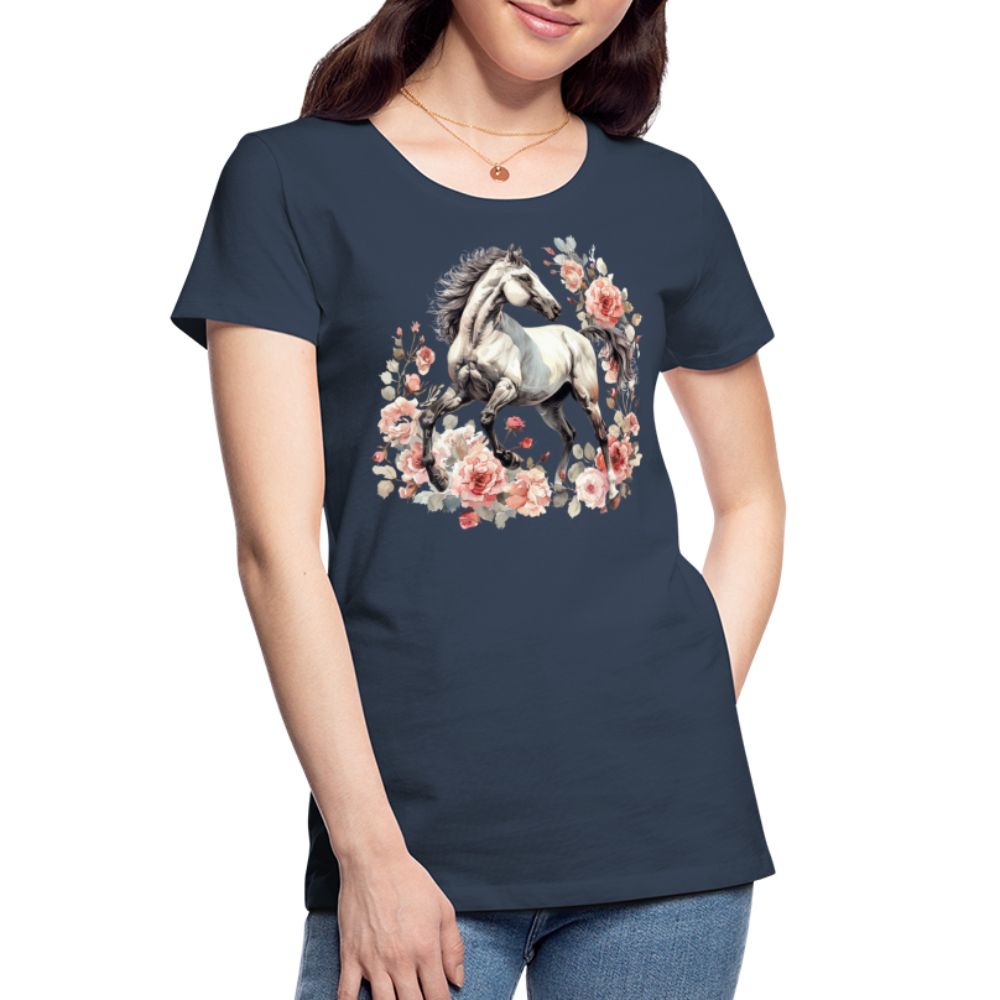 Flower Horse 4 - Frauen Premium Bio T-Shirt - Navy