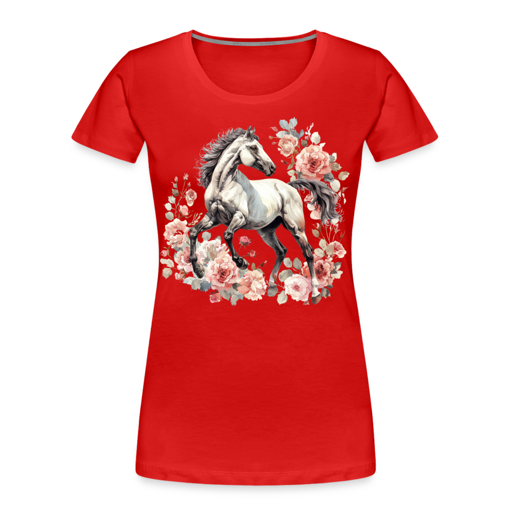 Flower Horse 4 - Frauen Premium Bio T-Shirt - Rot