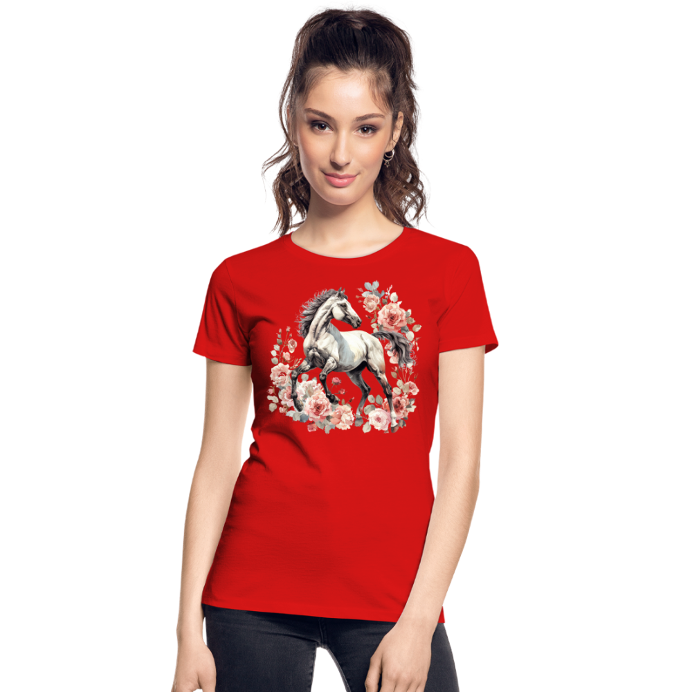 Flower Horse 4 - Frauen Premium Bio T-Shirt - Rot