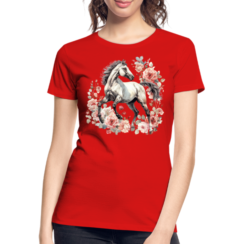 Flower Horse 4 - Frauen Premium Bio T-Shirt - Rot