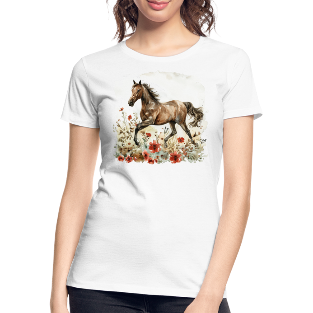 Flower Horse 9 - Frauen Premium Bio T-Shirt - Weiß