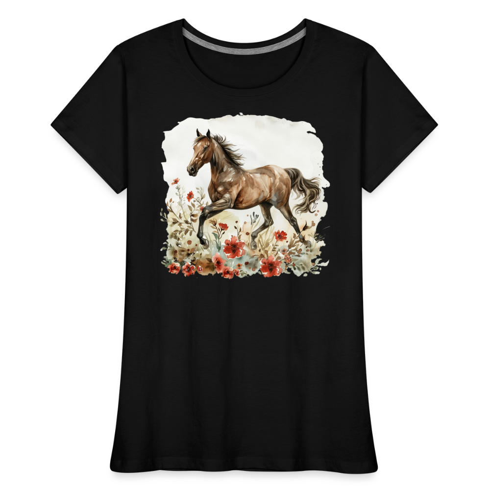 Flower Horse 9 - Frauen Premium Bio T-Shirt - Schwarz